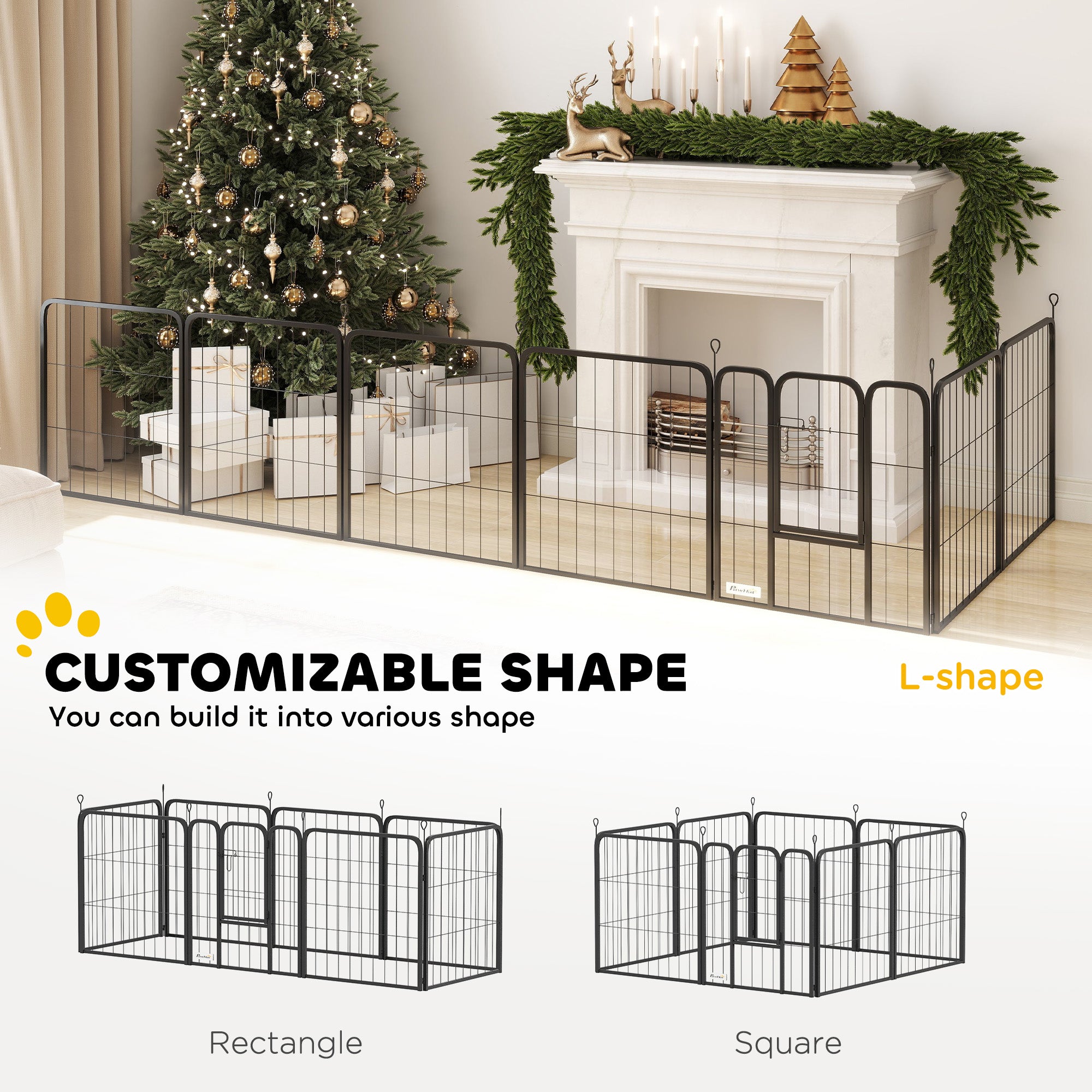 8 Panels Dog Playpen, 22"W x 24"H Heavy Duty Pet Fence with Door & Strap for Indoor Outdoor Backyard Garden, Portable & Foldable Puppy Pet Playpen for Small Dogs