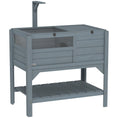 Load image into Gallery viewer, Tortoise House w/ Shelf, Small Pet Reptile Wooden House w/ Hide Shelter Den and Run, Lamp Holder, Tray, for Indoors, Outdoors - Grey
