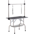 Load image into Gallery viewer, 42" Foldable Dog Grooming Table Adjustable Pet Cat Drying Beauty Table Rubber Top with 2 Loops Storage Basket Metal Black
