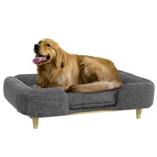 Dog Sofa, Elevated Dog Couch for Large Dogs, Removable Washable Pet Sofa Cat Bed with Anti-slip Foot Pads, Dark Grey