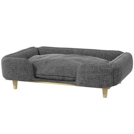 Dog Sofa, Elevated Dog Couch for Large Dogs, Removable Washable Pet Sofa Cat Bed with Anti-slip Foot Pads, Dark Grey