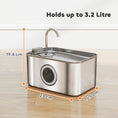 Load image into Gallery viewer, Cat Water Fountain for Drinking, 3.2L Stainless Steel Cat Fountain, Ultra-Silent, Automatic, Visible Water-Level, for Kittens, Dogs and Other Pets
