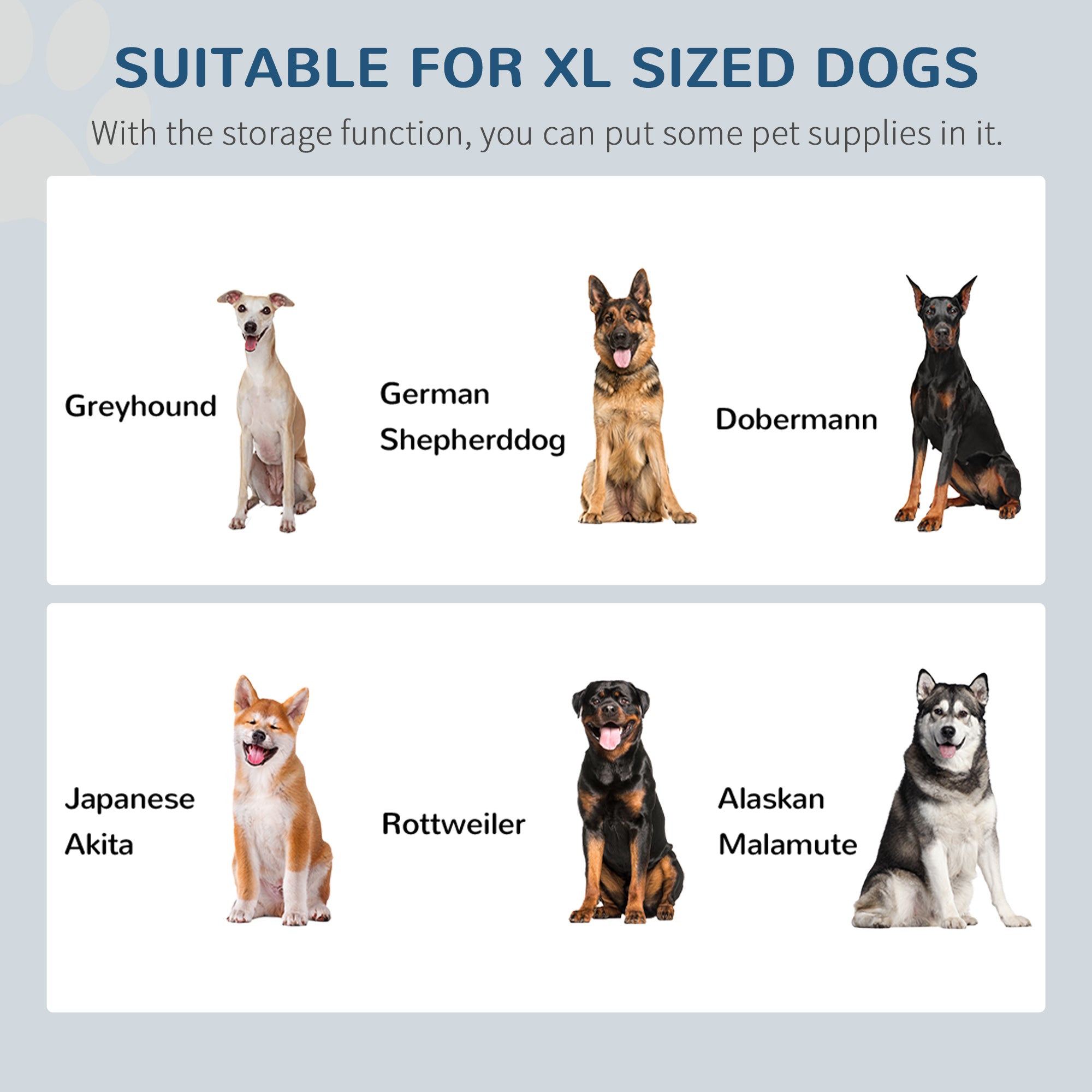 Elevated Dog Bowls for Large Dogs with Storage Dog Pet Diner Function 2 Stainless Steel Dog Bowls Elevated Base for Big-sized Dogs and Other Large Pets, Grey
