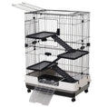Load image into Gallery viewer, 45"H 4-Level Small Animal Cage Rabbit Hutch with Universal Lockable Wheels, Slide-out Tray for Bunny, Chinchillas, Ferret, Black
