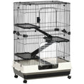 Load image into Gallery viewer, 45"H 4-Level Small Animal Cage Rabbit Hutch with Universal Lockable Wheels, Slide-out Tray for Bunny, Chinchillas, Ferret, Black
