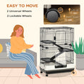 Load image into Gallery viewer, 45"H 4-Level Small Animal Cage Rabbit Hutch with Universal Lockable Wheels, Slide-out Tray for Bunny, Chinchillas, Ferret, Black
