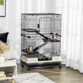 Load image into Gallery viewer, 45"H 4-Level Small Animal Cage Rabbit Hutch with Universal Lockable Wheels, Slide-out Tray for Bunny, Chinchillas, Ferret, Black

