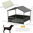 Load image into Gallery viewer, Rattan Dog House Outdoor with Shade Canopy, Elevated Wicker Dog Bed with Soft Cushion Washable Cover, for Medium Large Dogs, Cream White
