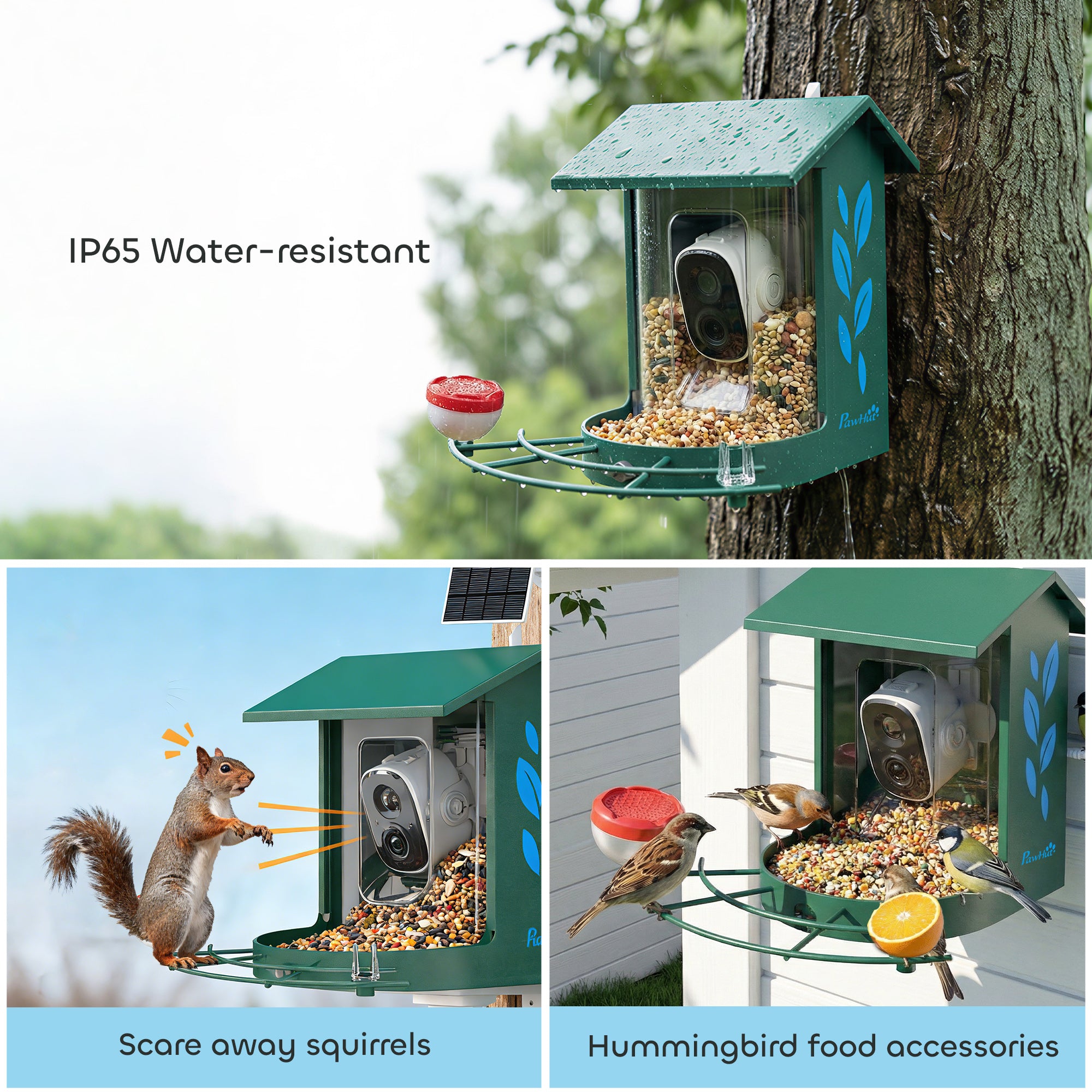 Smart Bird Feeder with Camera, AI Identify 16000+ Birds, 2K HD Live Video, Auto Video Capture, Motion Detection, Instant Arrival Alerts, 3W Solar Powered, Bird Lover Gifts