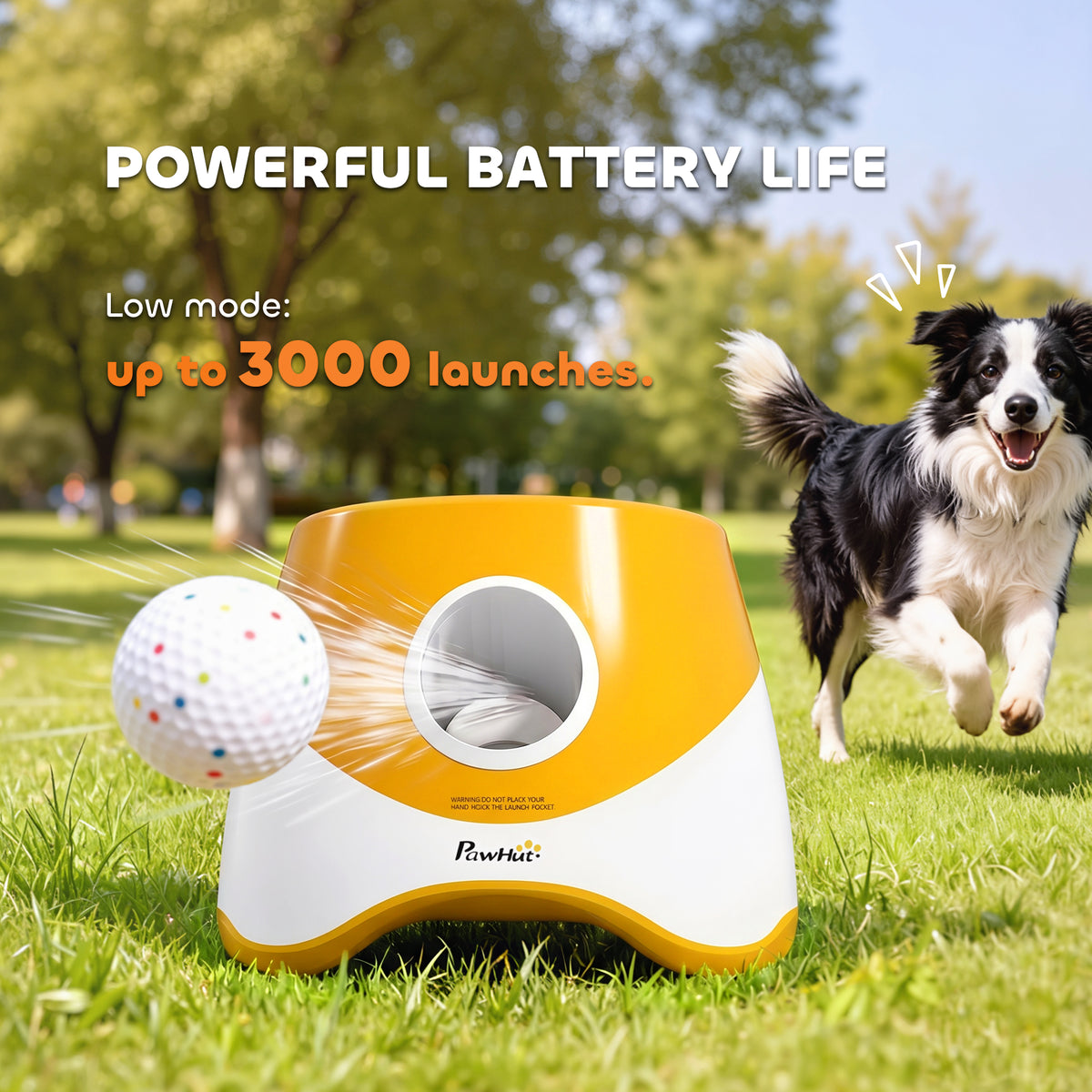 Automatic Dog Ball Launcher with 5 2.3" ETPU Balls, Dog Ball Thrower with 3 Distance Settings (20/33/46 ft), Indoor Outdoor Interactive Toy for Small Medium Breeds, Orange