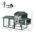 Load image into Gallery viewer, 84" Chicken Coop Wooden Hen House Rabbit Hutch Poultry Cage Pen Outdoor Backyard with Nesting Box and Run, Green
