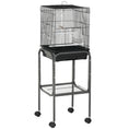 Load image into Gallery viewer, 45-inch Metal Indoor Bird Cage, Parrot Cage, Bird Aviary with Detachable Rolling Stand, Storage Basket, and Accessories - Black
