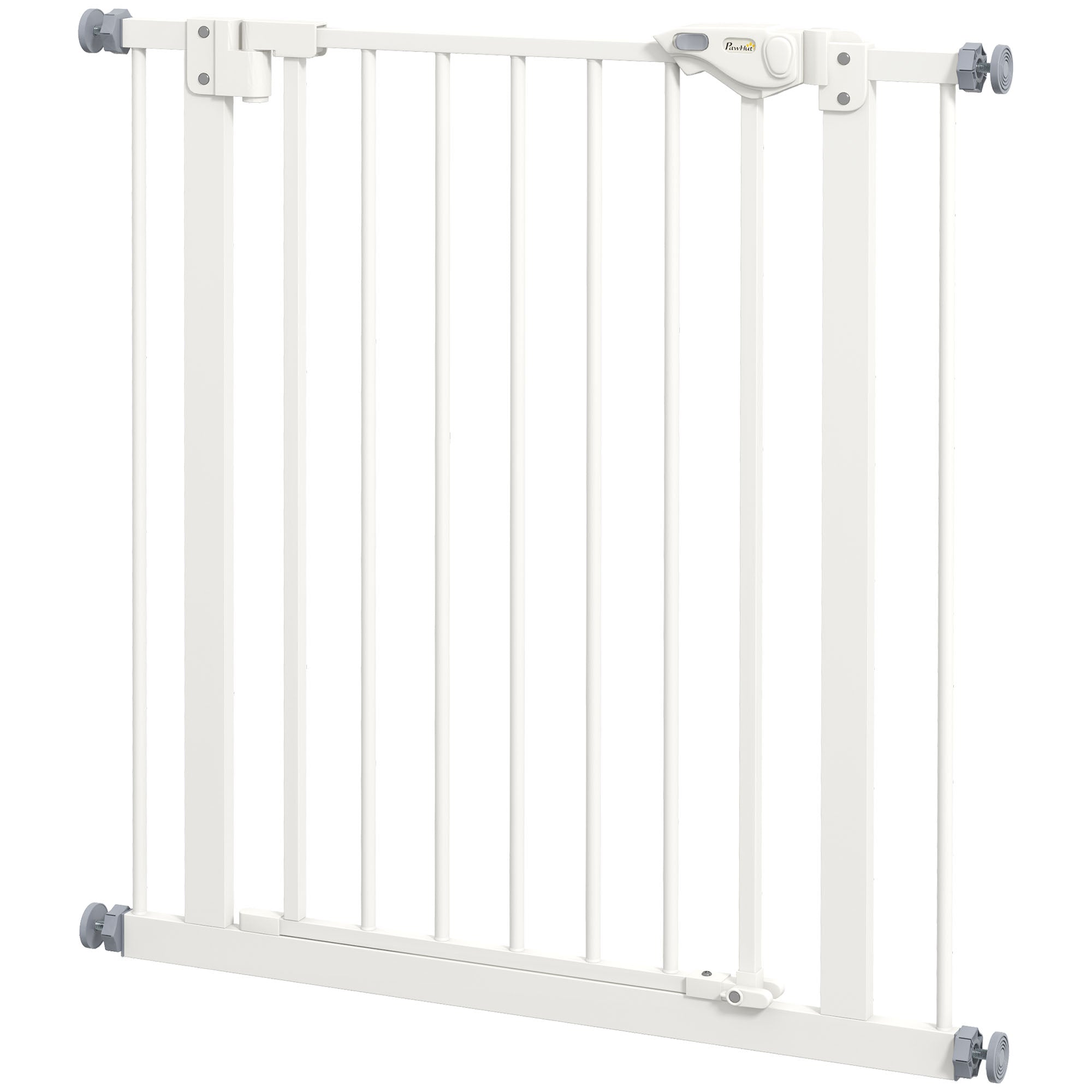 Dog Gate Stair Gate Pressure Fit Pets Barrier Auto Close for Doorway Hallway, 74-80cm Wide Adjustable, White