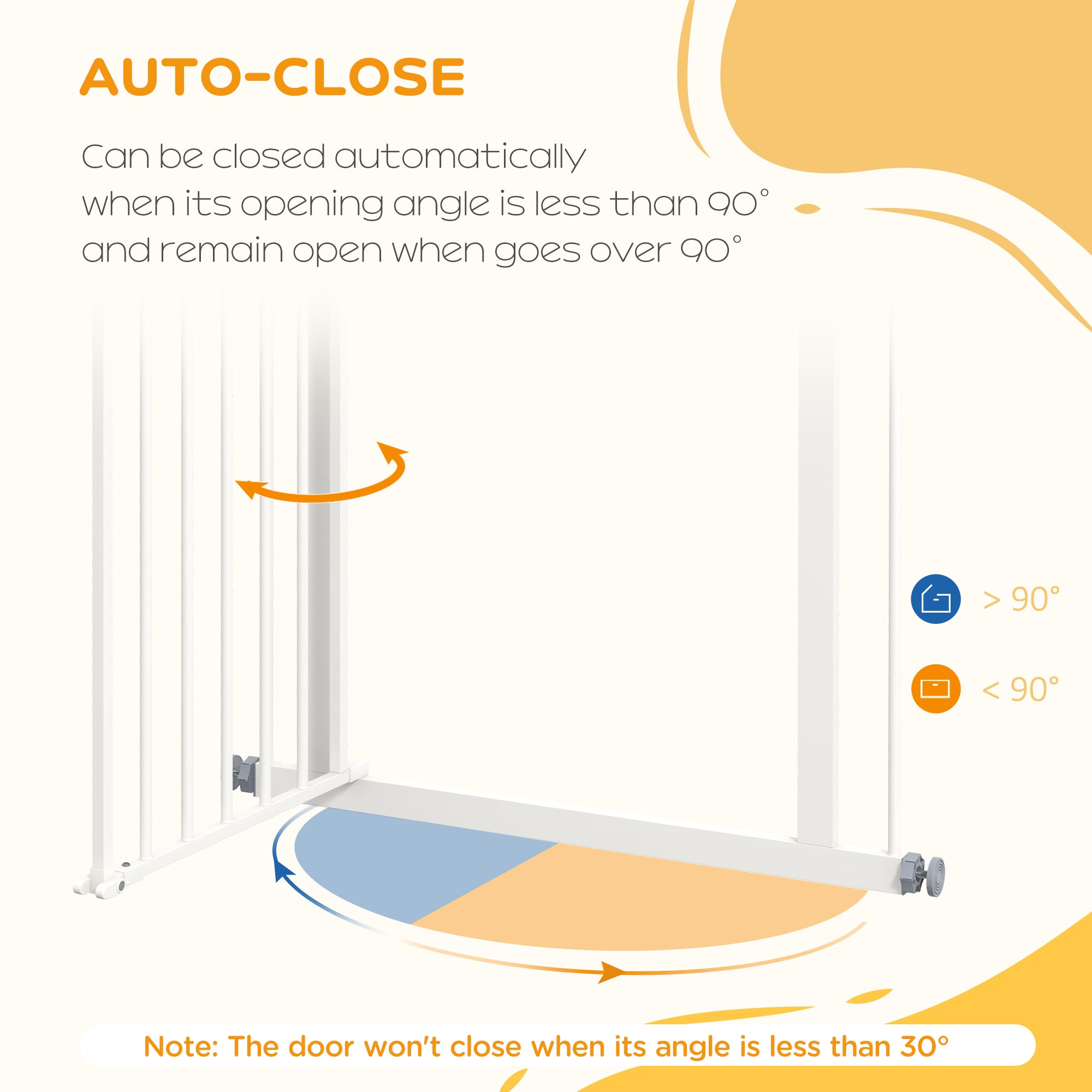 Dog Gate Stair Gate Pressure Fit Pets Barrier Auto Close for Doorway Hallway, 74-80cm Wide Adjustable, White
