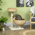 Load image into Gallery viewer, 28" Cat Tree with Scratching Post, Cat Tower for Indoor Cats with Double Beds, Beige
