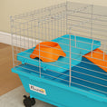 Load image into Gallery viewer, 35"L Small Animal Cage, Rolling Bunny Cage, Guinea Pig Cage with Wheels, Food Dish, Water Bottle, Hay Feeder, Platform, Ramp for Chinchilla, Blue
