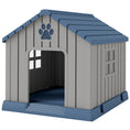 Load image into Gallery viewer, Dog Kennel Outdoor for Medium Dogs, Waterproof Plastic Dog House for Garden, Patio, Indoor Outdoor Pet Shelter with Elevated Base, 85 x 79 x 82 cm, Grey
