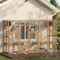 Load image into Gallery viewer, Catio Outdoor Cat Enclosure Window, Outdoor Cat House with Weather Protection Roof for Multiple Kitties, Wooden Frame, Shelves & Bridges, 118" x 37.5" x 74", Yellow
