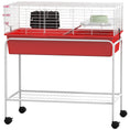 Load image into Gallery viewer, PawHut Two- Story Small Animal Cage Removable from Stand, Guinea Pig Cage, Hedgehog Cage, Chinchilla Cage, Ferret, with Shelf & Wheels, Pet Habitat, 33" x 18.5" x 35" , Red
