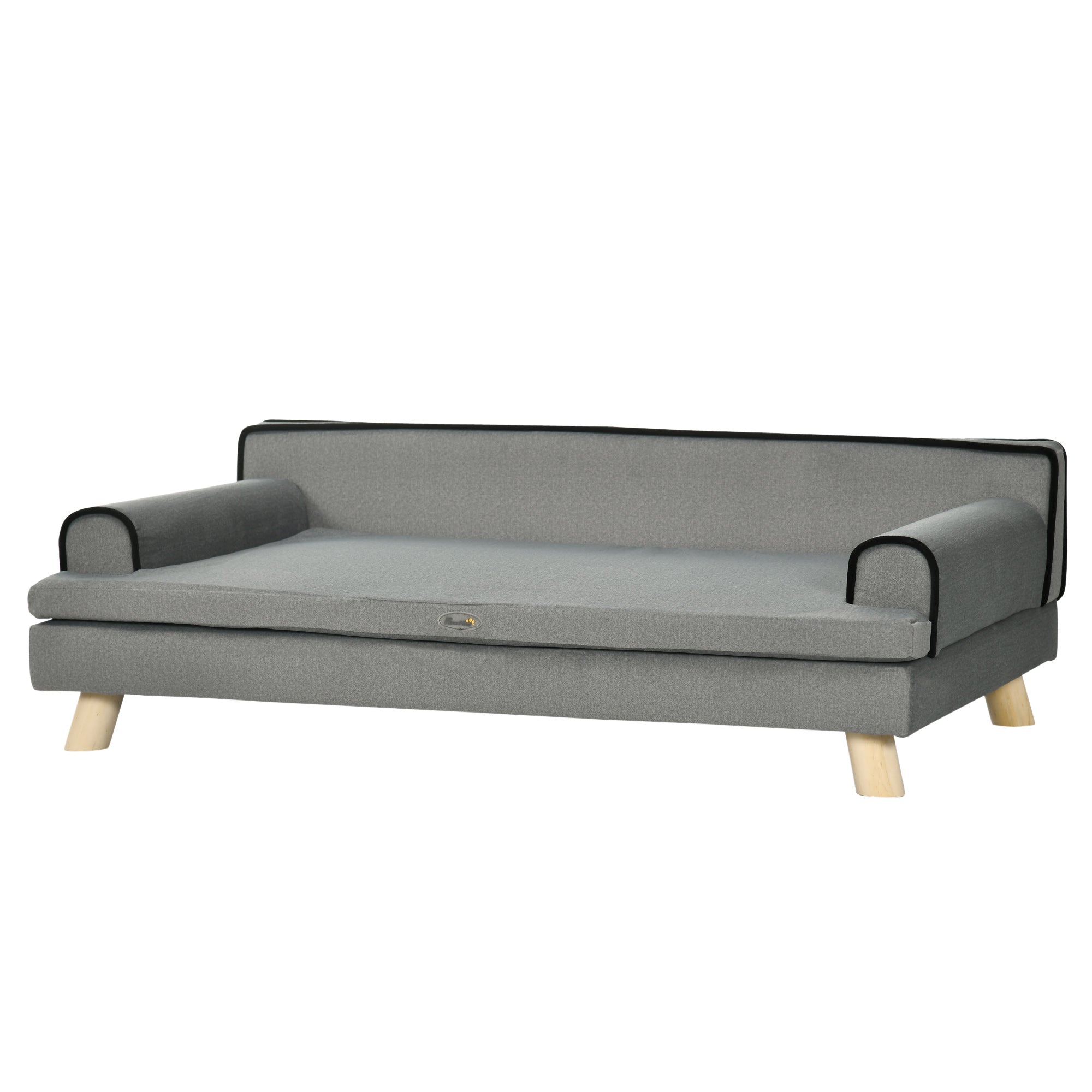 Dog Sofa with Legs Water-resistant Fabric, Pet Chair Bed for Large, Medium Dogs, Grey, 100 x 62 x 32 cm