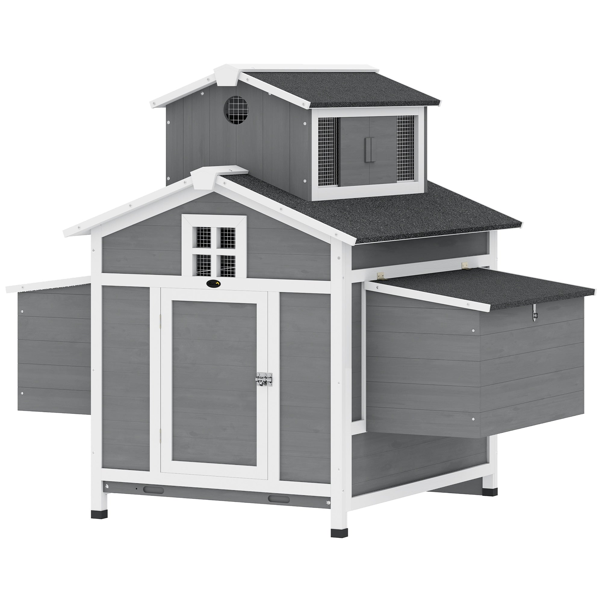 Chicken Coop for 2 Chickens, Wooden Hen House with Nesting Box, Pull-Out Tray, Ventilation Windows, Poultry Hutch Rabbit Cage with Waterproof Roof, Roosting Bars and Ramp