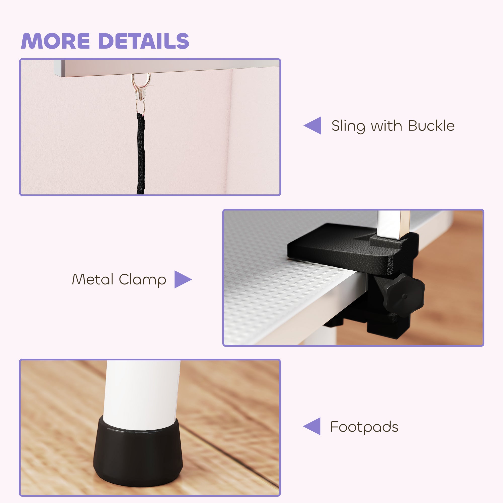 32in Foldable Dog Grooming Table for Small Medium Dogs, Pet Grooming Table for Cats Puppies with Adjustable Arm, Noose and Non-Slip Surface, Grey