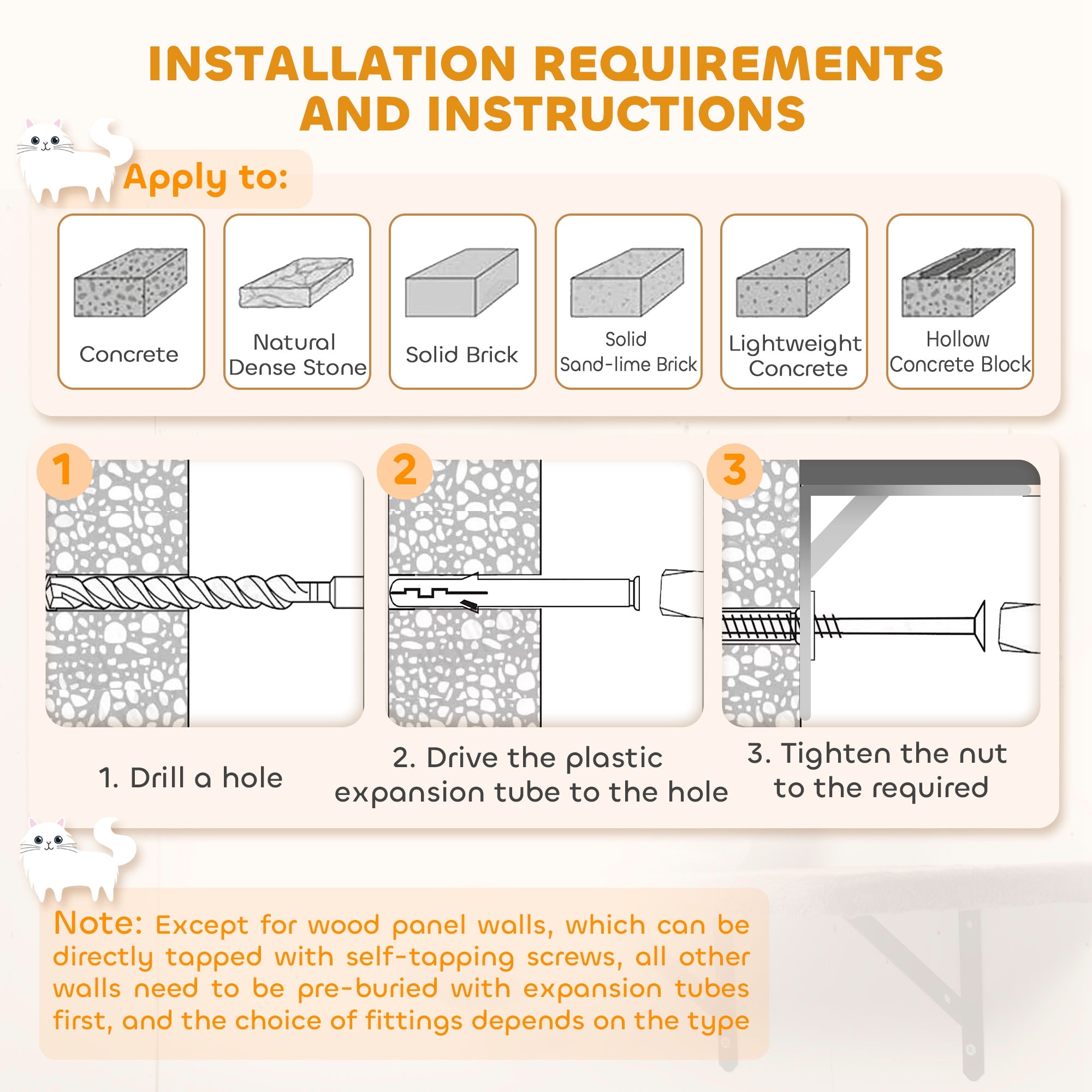 Cat Wall Shelves, 4 Pcs Cat Wall Furniture Climber Set with Scratching Post & Pad, Condo, Hammock, Bed, Step, Hanging Pompoms, Perches, for Kitty Climbing, Sleeping, Playing