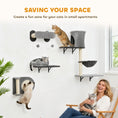 Load image into Gallery viewer, Cat Wall Shelves, 4 Pcs Cat Wall Furniture Climber Set with Scratching Post & Pad, Condo, Hammock, Bed, Step, Hanging Pompoms, Perches, for Kitty Climbing, Sleeping, Playing
