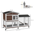 Load image into Gallery viewer, Rabbit Hutch Outdoor with Run Guinea Pig Hutch 2-Tier Bunny Cage w/ Wheels No-Leak Plastic Tray 157.4 x 53 x 99.5 cm - Brown
