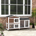 Load image into Gallery viewer, Rabbit Hutch Outdoor with Run Guinea Pig Hutch 2-Tier Bunny Cage w/ Wheels No-Leak Plastic Tray 157.4 x 53 x 99.5 cm - Brown
