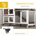 Load image into Gallery viewer, Rabbit Hutch Outdoor with Run Guinea Pig Hutch 2-Tier Bunny Cage w/ Wheels No-Leak Plastic Tray 157.4 x 53 x 99.5 cm - Brown
