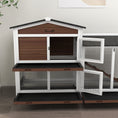 Load image into Gallery viewer, Rabbit Hutch Outdoor with Run Guinea Pig Hutch 2-Tier Bunny Cage w/ Wheels No-Leak Plastic Tray 157.4 x 53 x 99.5 cm - Brown
