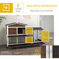 Load image into Gallery viewer, Rabbit Hutch Outdoor with Run Guinea Pig Hutch 2-Tier Bunny Cage w/ Wheels No-Leak Plastic Tray 157.4 x 53 x 99.5 cm - Brown
