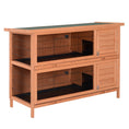 Load image into Gallery viewer, Rabbit Hutch Outdoor Guinea Pig Hutch Bunny Cage with No-Leak Trays, Divider, 136 x 50 x 93cm, Orange
