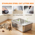 Charger l'image dans la visionneuse de la galerie, XL Stainless Steel Cat Litter Box, Sifting Cat Litter Box with Sifting Pan, High Sides for Medium and Large Cats, Non-Sticky, Odour Control, Easy Cleaning, Silver
