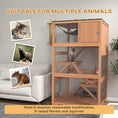 Load image into Gallery viewer, PawHut Catio, Outdoor Cat Enclosure House, Wooden Feral Cat Shelter on Wheels, Cat Cage with Hammock, Platforms Ramps, and Weather Protection Asphalt Roof, 34", Orange
