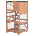 Load image into Gallery viewer, PawHut Catio, Outdoor Cat Enclosure House, Wooden Feral Cat Shelter on Wheels, Cat Cage with Hammock, Platforms Ramps, and Weather Protection Asphalt Roof, 34", Orange
