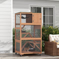 Load image into Gallery viewer, PawHut Catio, Outdoor Cat Enclosure House, Wooden Feral Cat Shelter on Wheels, Cat Cage with Hammock, Platforms Ramps, and Weather Protection Asphalt Roof, 34", Orange
