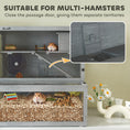 Load image into Gallery viewer, Wooden Hamster Cage, Large Gerbil Cage with Hut, Wheel, Ramps, 3 Tier Small Animal Habitat with Removable Viewing Panels, 80 x 50 x 84 cm, Grey
