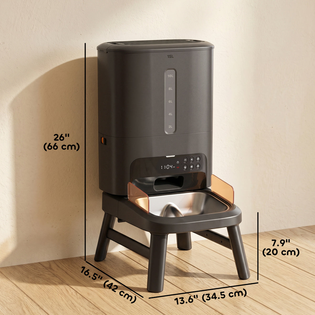 Automatic Dog Feeder Large Breed, 15L/63 Cups Anti-Clog Dog Food Dispenser for Large Kibble up to 23mm, Elevated Design,  Dual Power, Easy to Set Up