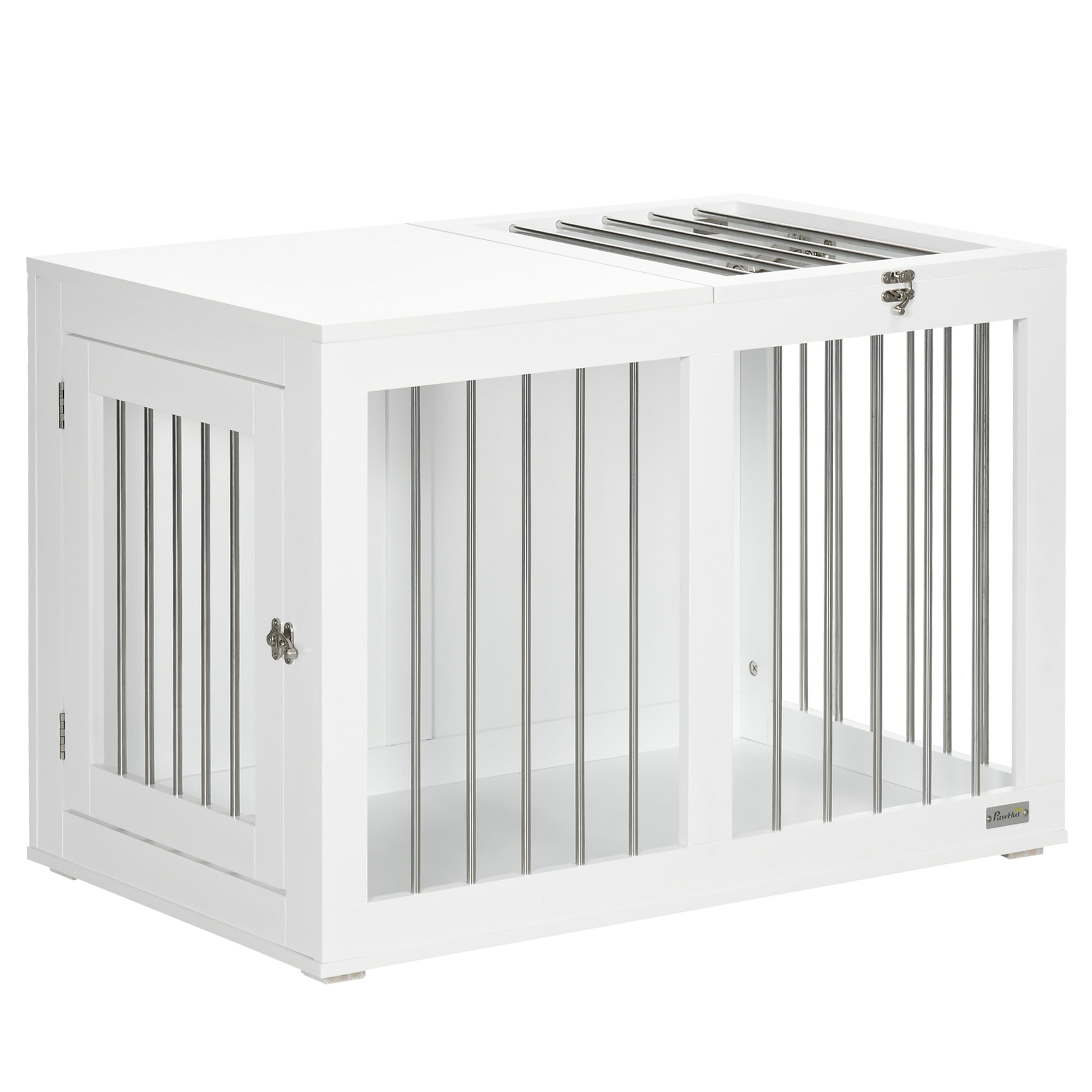 Dog Crate Furniture, 31.5" Dog Kennel Furniture Side End Table with Double Doors, for Medium Dogs, White
