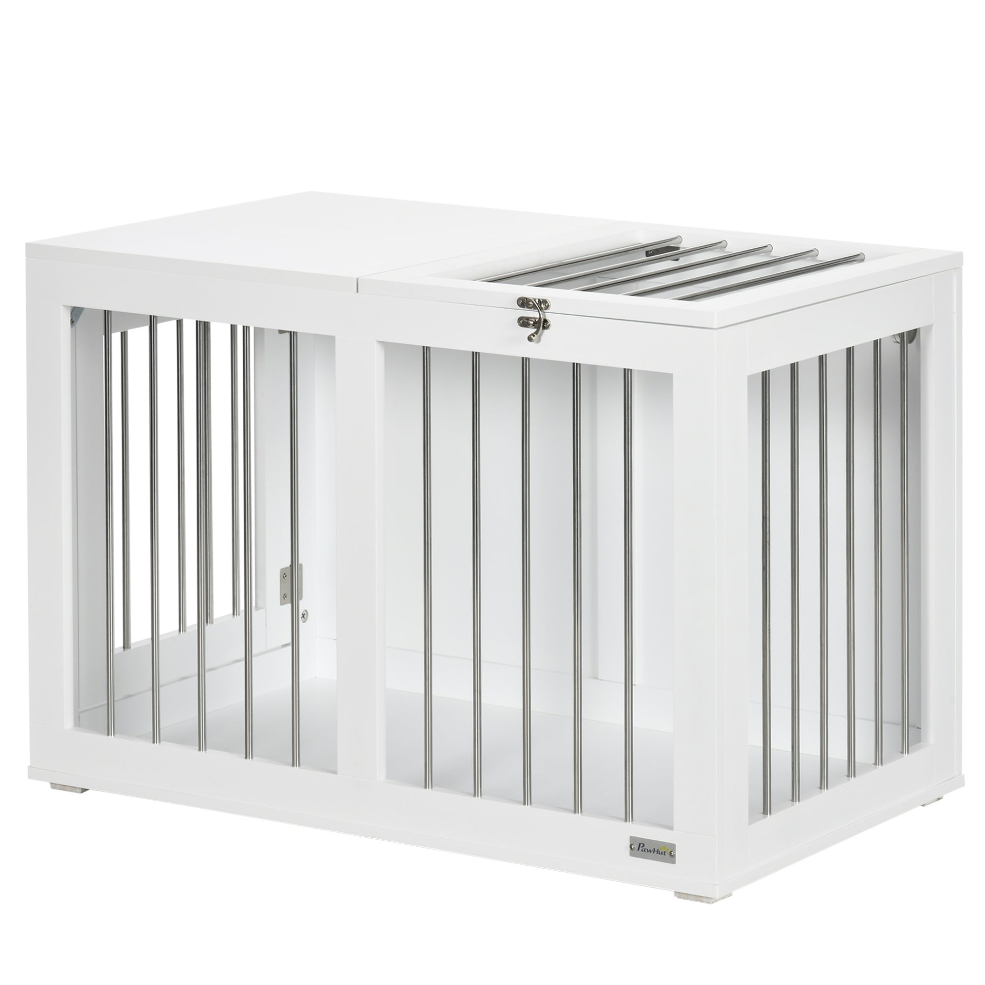 Dog Crate Furniture, 31.5" Dog Kennel Furniture Side End Table with Double Doors, for Medium Dogs, White