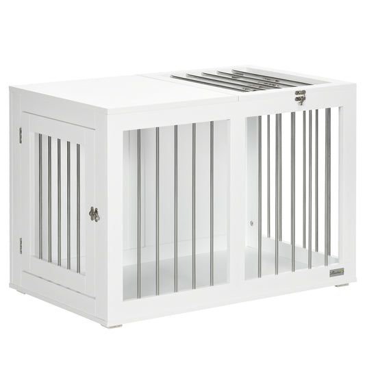 Dog Crate Furniture, 31.5" Dog Kennel Furniture Side End Table with Double Doors, for Medium Dogs, White