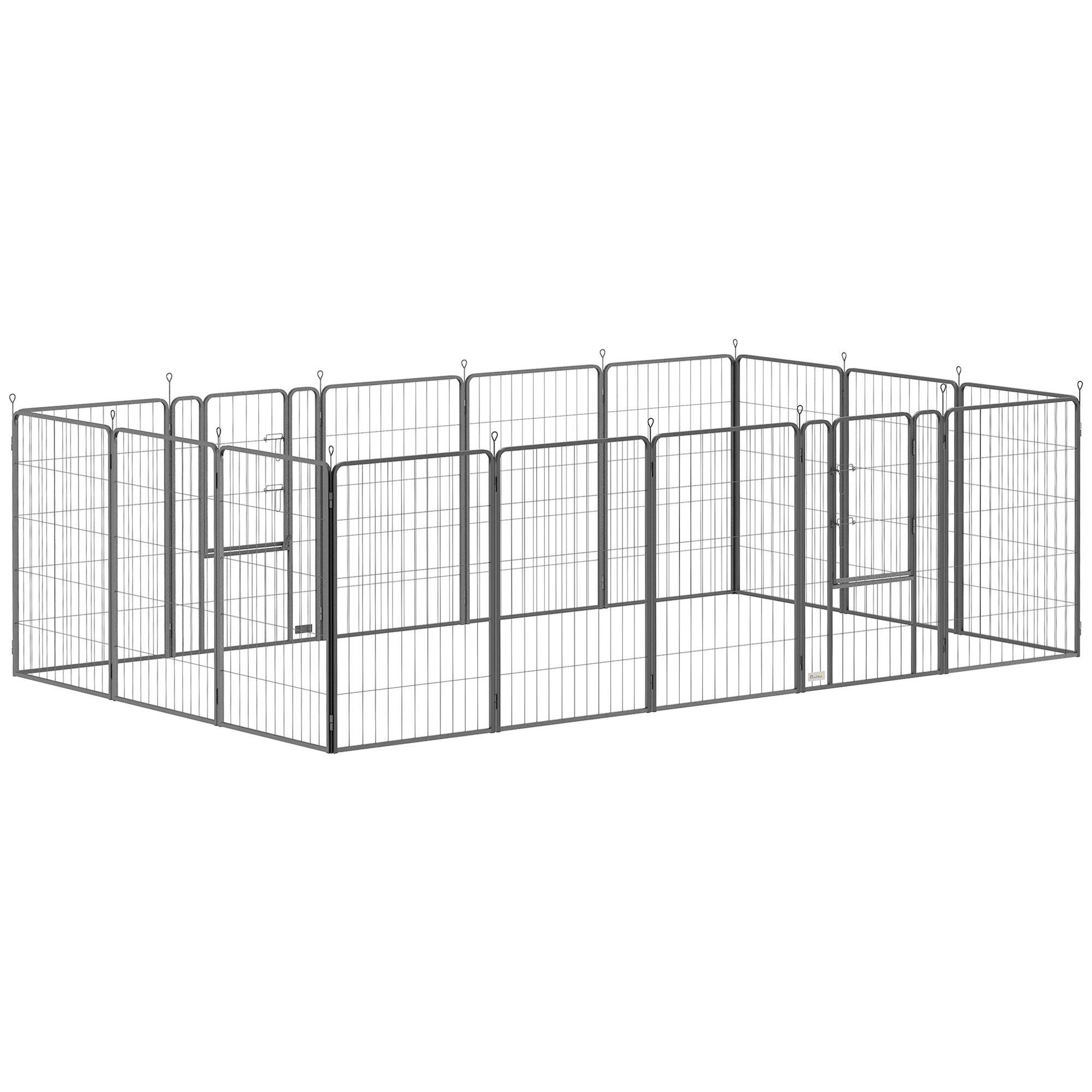 16 Panels Dog Playpen, 27"W x 39.5"H Heavy Duty Pet Fence with Door & Strap for Indoor Outdoor Backyard Garden, Portable & Foldable Puppy Pet Pen for Large Dogs