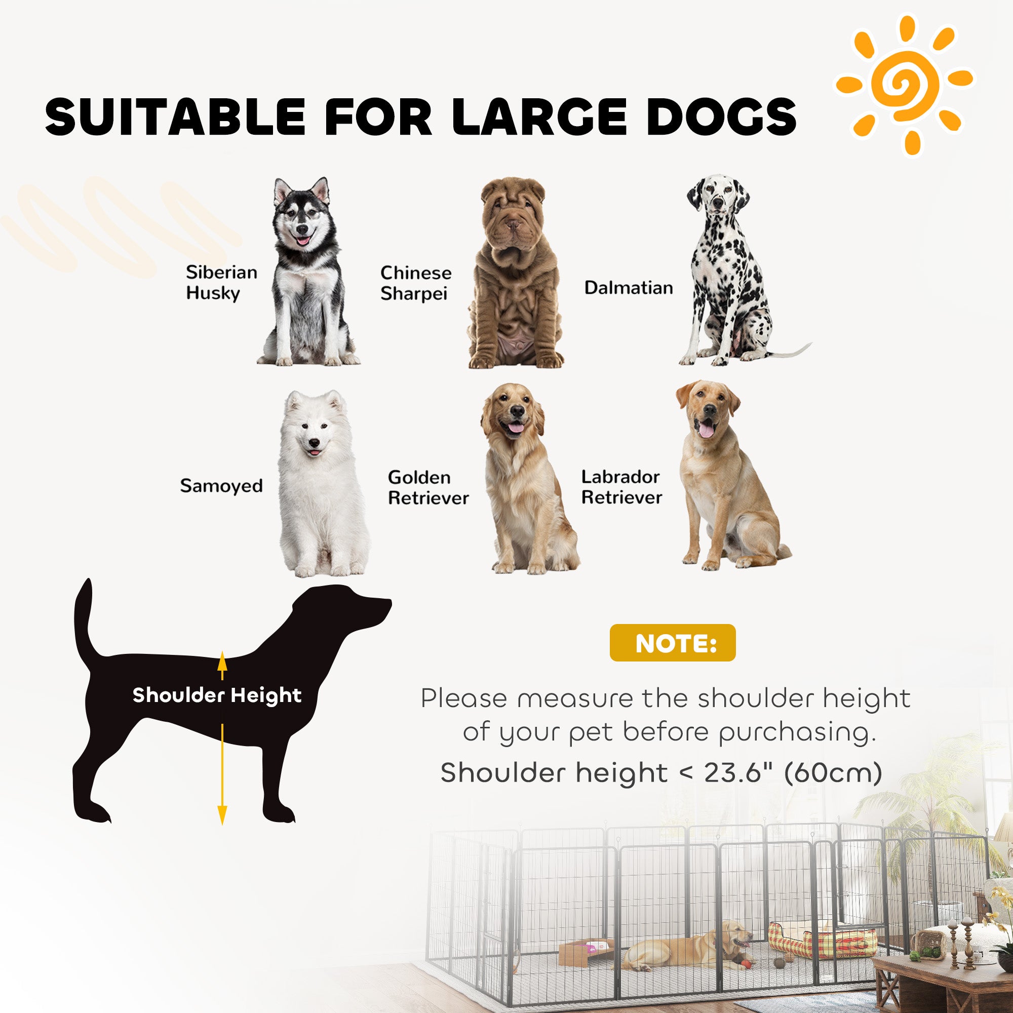 16 Panels Dog Playpen, 27"W x 39.5"H Heavy Duty Pet Fence with Door & Strap for Indoor Outdoor Backyard Garden, Portable & Foldable Puppy Pet Pen for Large Dogs