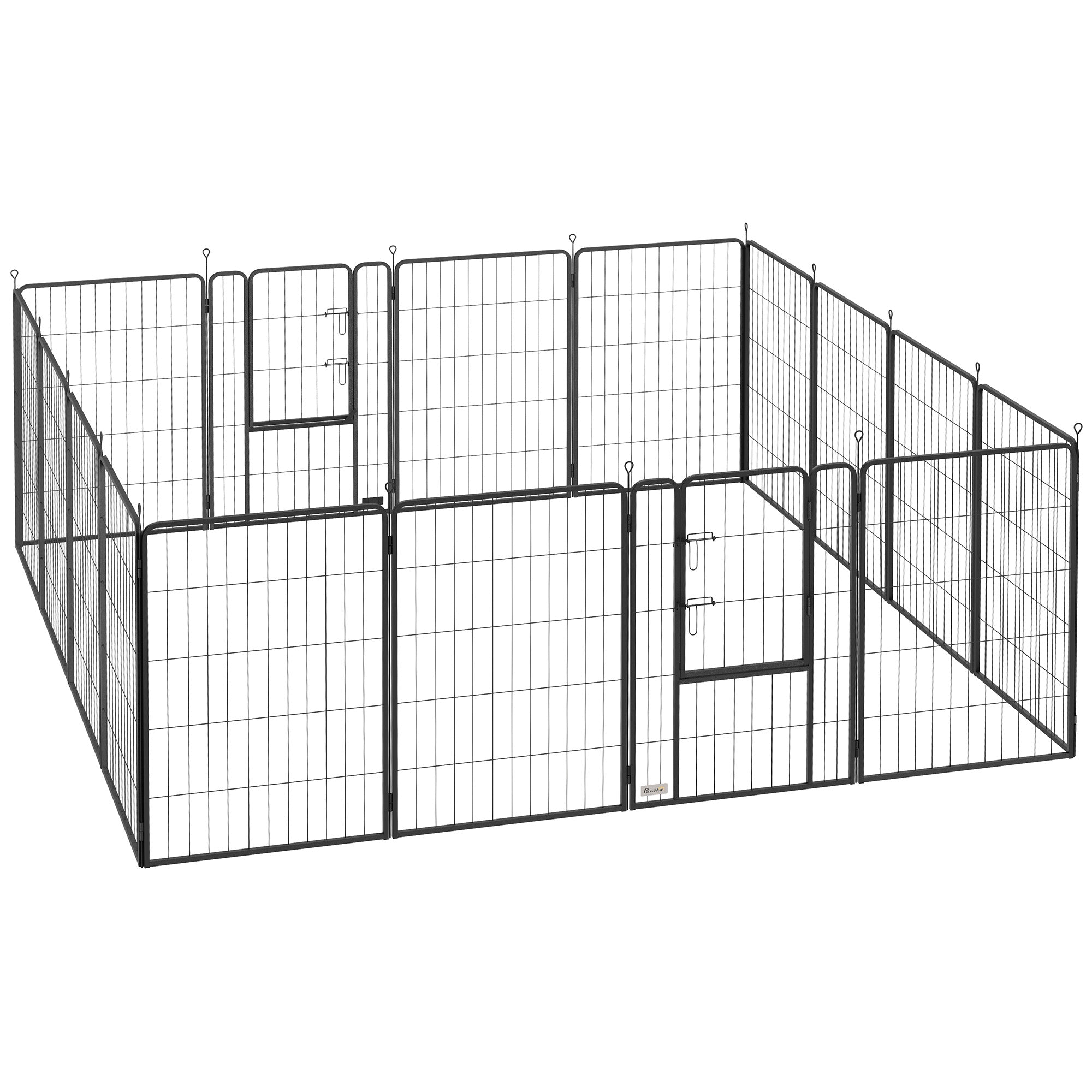 16 Panels Dog Playpen, 27"W x 39.5"H Heavy Duty Pet Fence with Door & Strap for Indoor Outdoor Backyard Garden, Portable & Foldable Puppy Pet Pen for Large Dogs