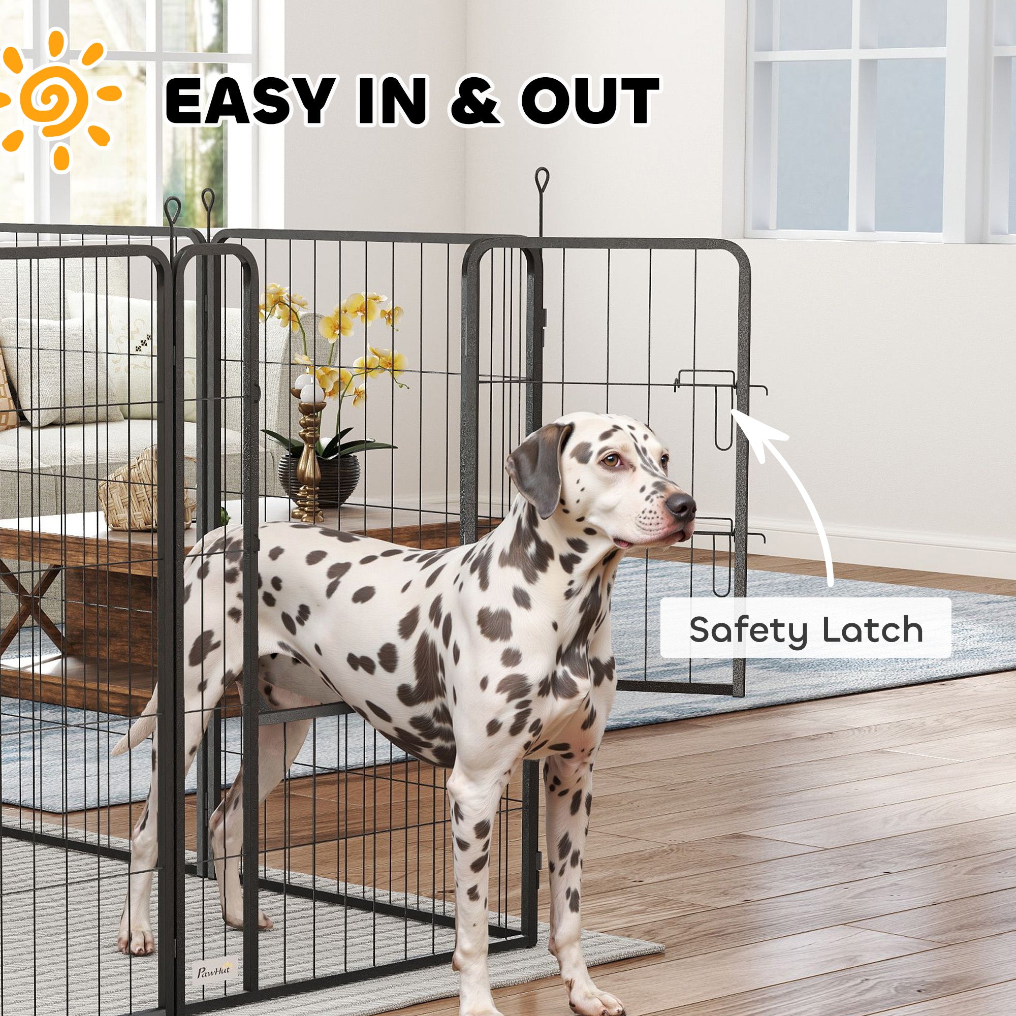 16 Panels Dog Playpen, 27"W x 39.5"H Heavy Duty Pet Fence with Door & Strap for Indoor Outdoor Backyard Garden, Portable & Foldable Puppy Pet Pen for Large Dogs