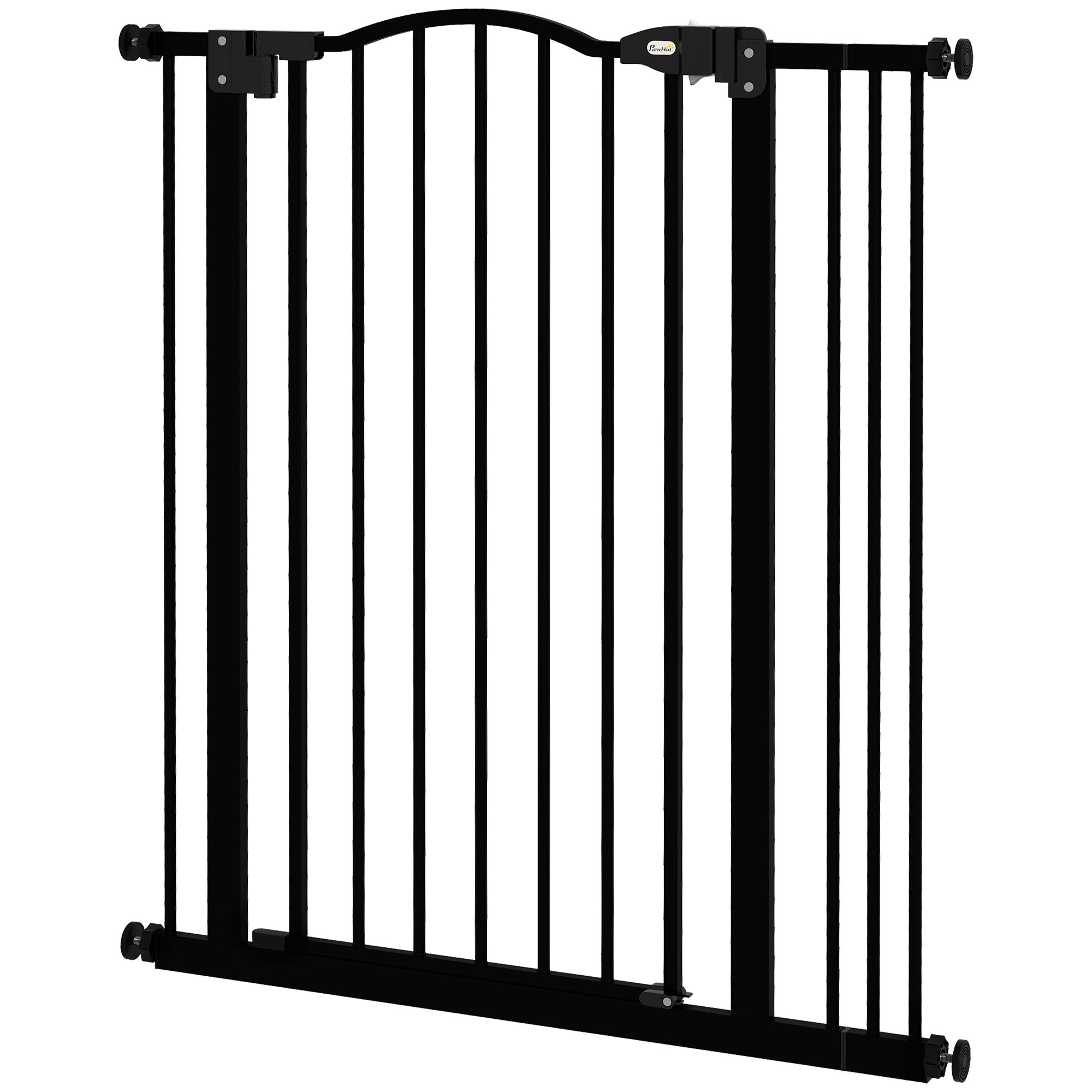 Pressure Fit Dog Stair Gate No Drilling Safety Gate Auto Close for Doorways, Hallways, 74-87cm Adjustable, 94cm Tall, Black