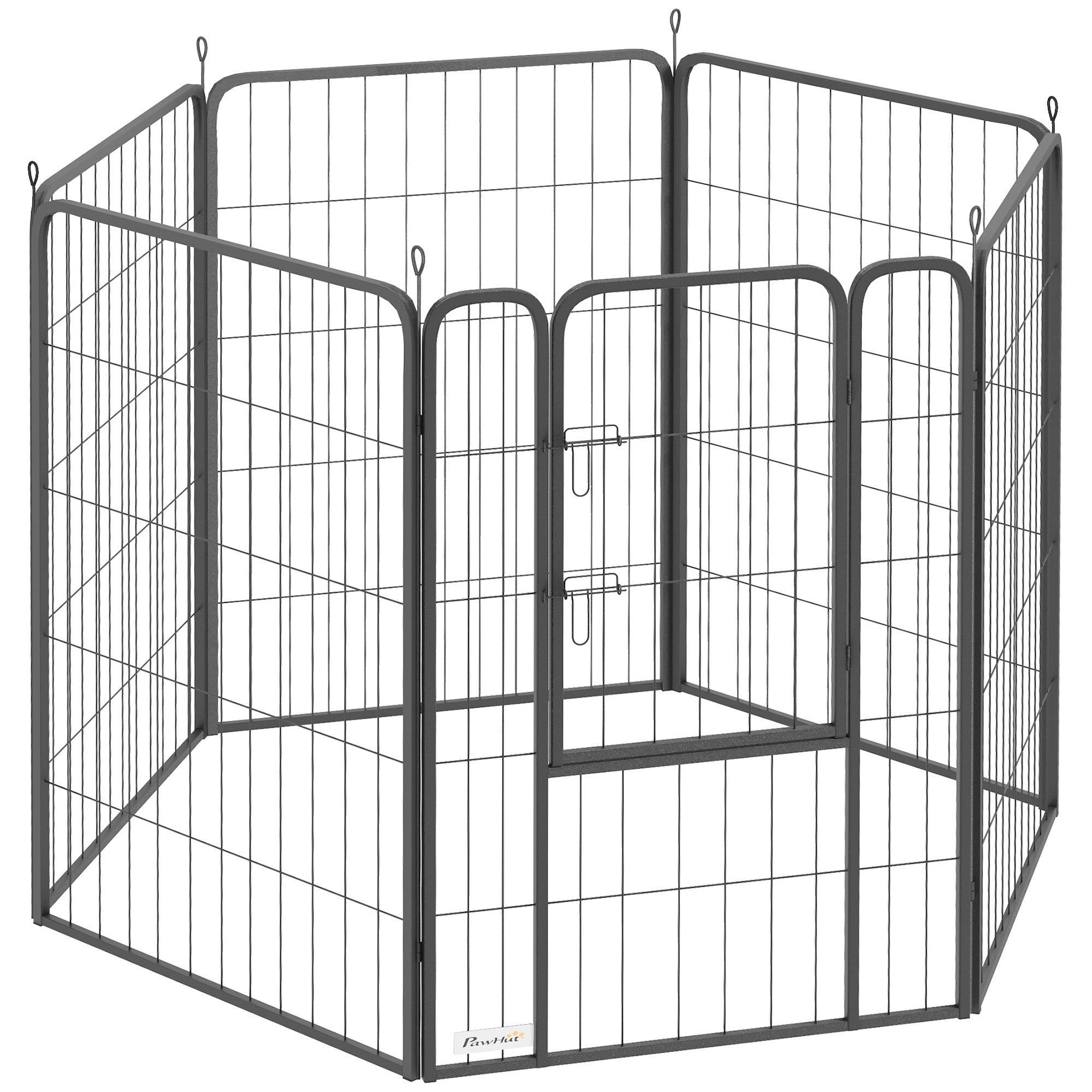 6 Panels Dog Playpen, 27"W x 39.5"H Heavy Duty Pet Fence with Door & Strap for Indoor Outdoor Backyard Garden, Portable & Foldable Puppy Pet Pen for Large Dogs