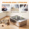 Charger l'image dans la visionneuse de la galerie, 2 Pack XL Stainless Steel Litter Box, Extra Large Metal Cat Litter Box High Sided for Big and Multiple Cats, Semi-Enclosed with Scoops, Anti-Urine Leakage
